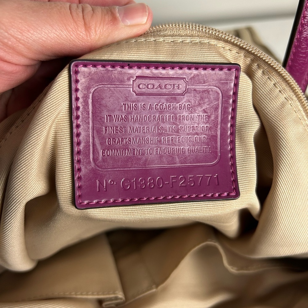 Vintage Y2K Coach Tote Bag - Tan and Purple - Picture 10 of 10